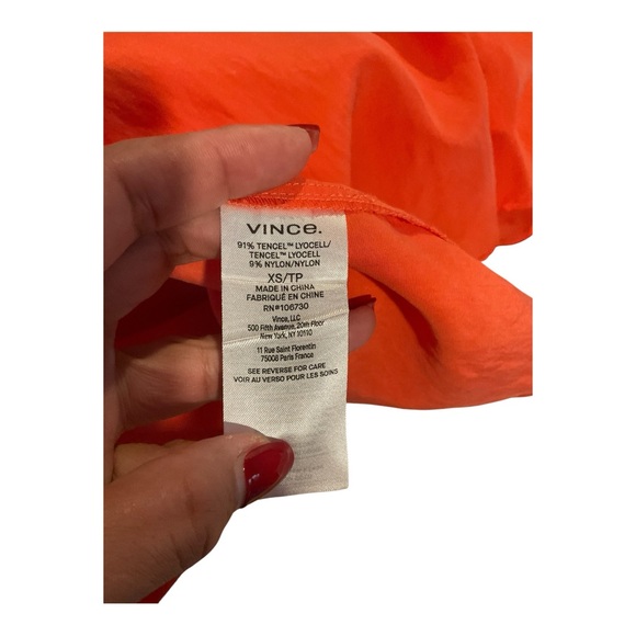 VINCE Women’s Orange v-neck Midi dress Size XS - Picture 8 of 16
